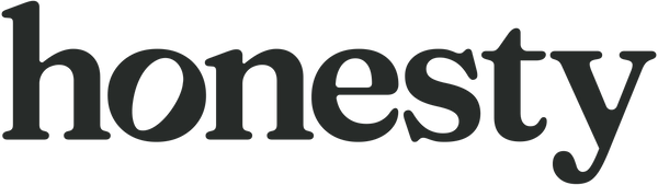 The word honesty written in all lowercase, bold, black serif font on a transparent background.