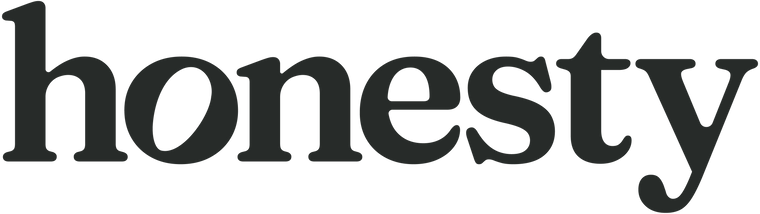 The word honesty written in all lowercase, bold, black serif font on a transparent background.